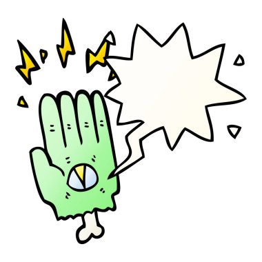 pürüzsüz gradien ürkütücü halloween zombi el ve konuşma balonu