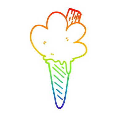 gökkuşağı gradyan çizgi çizim karikatür dondurma konisi