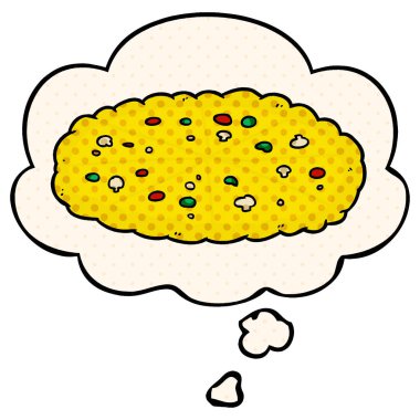 çizgi film pizza ve çizgi roman tarzında düşünce balonu