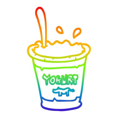 gökkuşağı gradyan çizgi çizim karikatür yoğurt