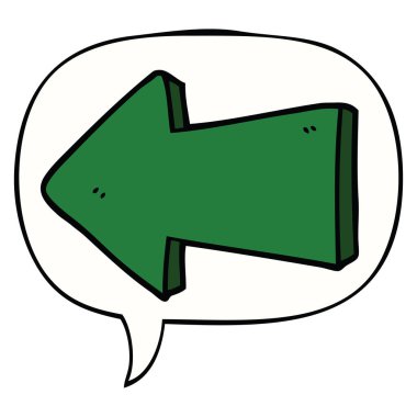 karikatür işaret ok ve konuşma balonu