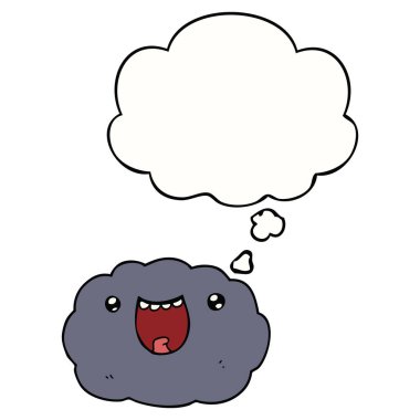 karikatür mutlu bulut ve düşünce balonu