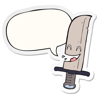 karikatür gülme bıçağı ve konuşma balonu etiket