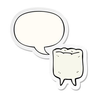 karikatür diş ve konuşma kabarcık etiket
