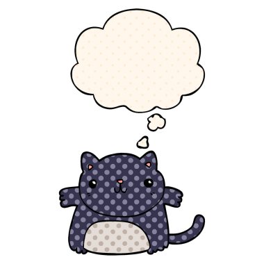 çizgi film kedi ve çizgi roman tarzında düşünce balonu