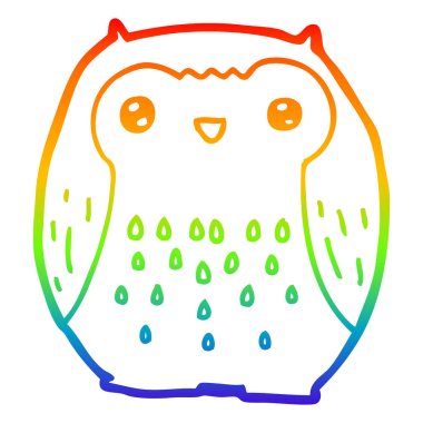 gökkuşağı degrade çizgi çizim sevimli karikatür baykuş