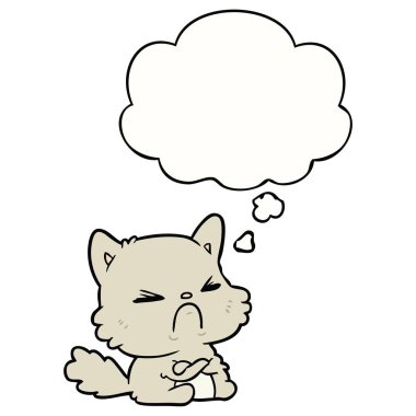 karikatür kızgın kedi ve düşünce balonu