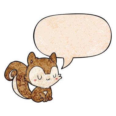 retro doku tarzında karikatür sincap ve konuşma balonu