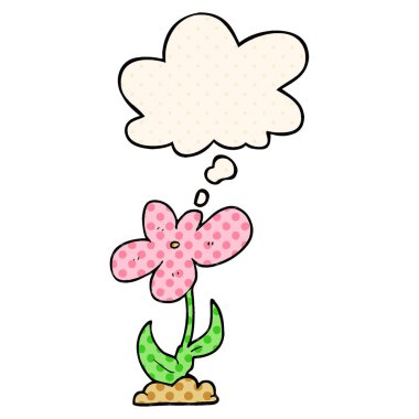 çizgi film çiçek ve çizgi roman tarzında düşünce balonu