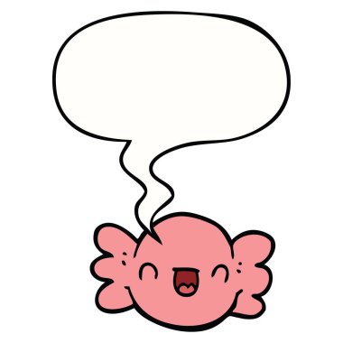 karikatür sarılmış şeker ve konuşma balonu