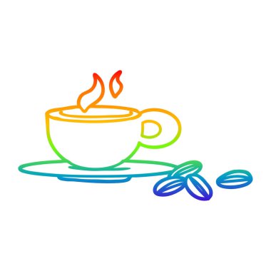 gökkuşağı degrade çizgi kahve güzel bir fincan çizim