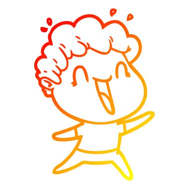 sıcak degrade çizgi çizim karikatür mutlu adam