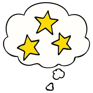 çizgi film yıldızları ve düşünce balonu