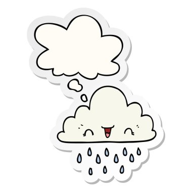 karikatür fırtına bulut ve basılı bir etiket olarak kabarcık düşünce