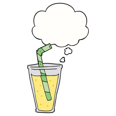 karikatür gazlı içecek ve düşünce balonu