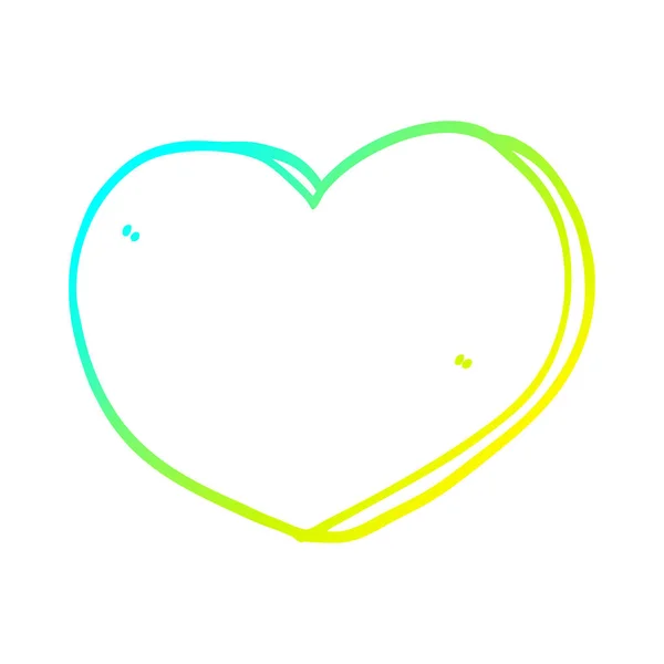 Cold gradient line drawing cartoon love heart — Stock Vector