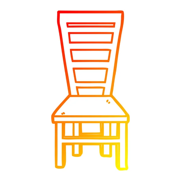 Gradient chaud ligne dessin vieille chaise en bois dessin animé — Image vectorielle