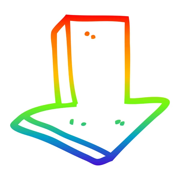 Regenboog gradiënt lijntekening cartoon pijl wijzende richting — Stockvector