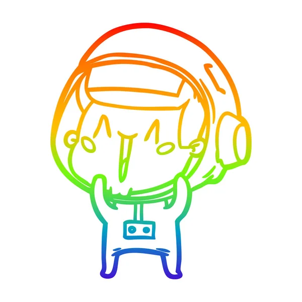 Rainbow gradient ligne dessin heureux dessin animé astronaute — Image vectorielle