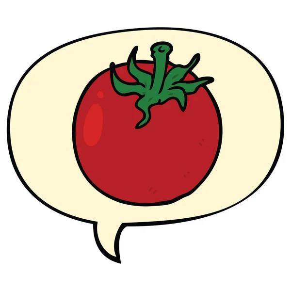 Cartoon frische Tomate und Sprechblase — Stockvektor