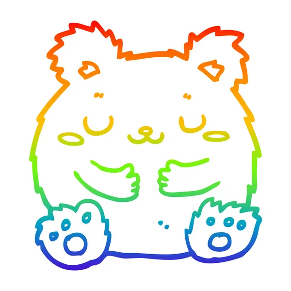 かわいい漫画クマを描く虹のグラデーションライン — ストックベクタ