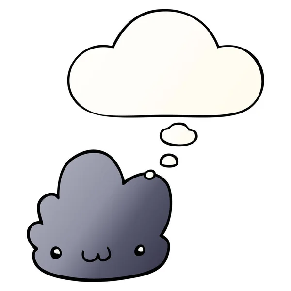 Cute cartoon cloud and thought bubble in smooth gradient style — Stock Vector