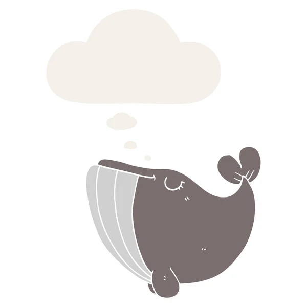 Мультяшний кит і мислення бульбашки в ретро стилі — стоковий вектор