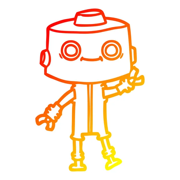 Línea de gradiente caliente dibujo robot de dibujos animados — Archivo Imágenes Vectoriales