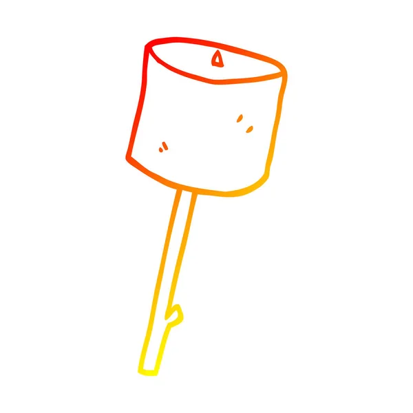 Linha gradiente quente desenho cartoon marshmallow torrado — Vetor de Stock