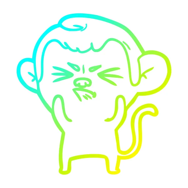 Froid gradient ligne dessin dessin animé ennuyé singe — Image vectorielle