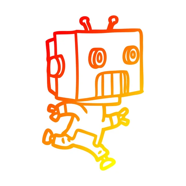 Warme gradiënt lijntekening cartoon robot — Stockvector