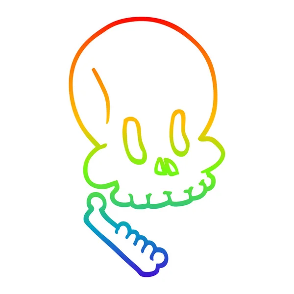 Arco-íris linha gradiente desenho desenhos animados halloween crânio — Vetor de Stock