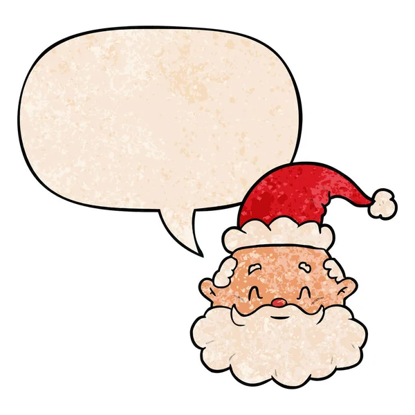 Dessin animé santa claus visage et bulle de parole en styl texture rétro — Image vectorielle