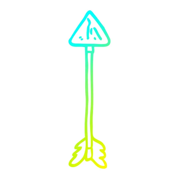 Línea de gradiente frío dibujo de dibujos animados flecha recta — Vector de stock