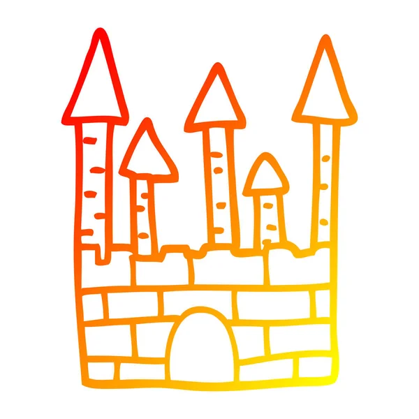 Warm gradient line drawing cartoon traditional castle — Stock Vector