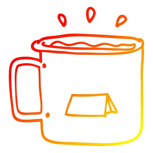 Linha gradiente quente desenho cartoon caneca de acampamento —  Vetores de Stock