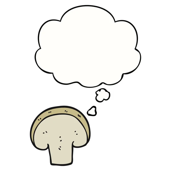 Cartoon mushroom slice and thought bubble — Stock Vector