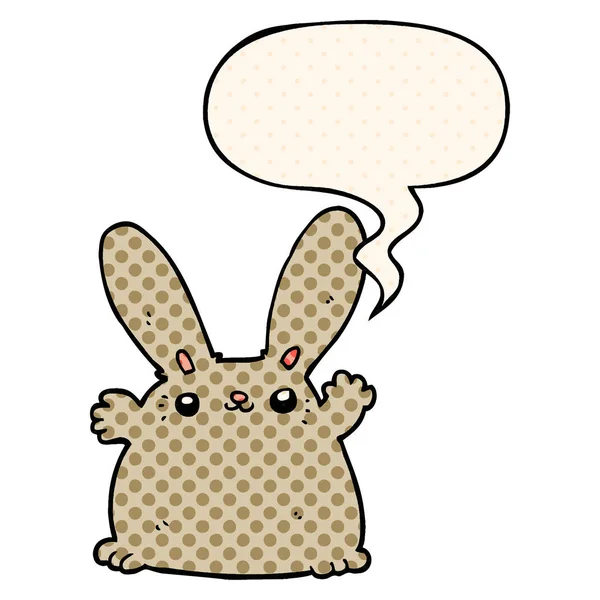 Conejo de dibujos animados y burbuja del habla en estilo de cómic — Archivo Imágenes Vectoriales