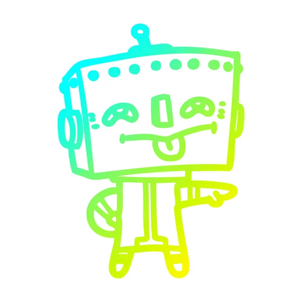 Koude gradiënt lijntekening cartoon robot — Stockvector