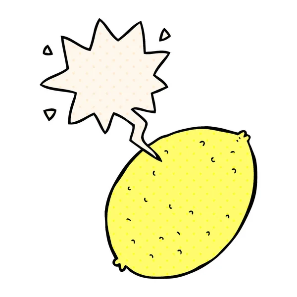 Cartoon lemon and speech bubble in comic book style — Stock Vector