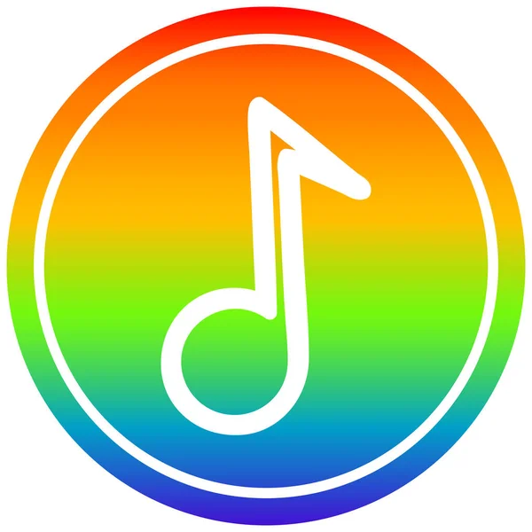 Muzikale noot circulaire in regenboog spectrum — Stockvector