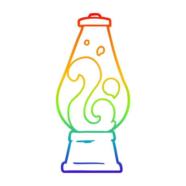 Regenboog gradiënt lijntekening cartoon retro lava lamp — Stockvector