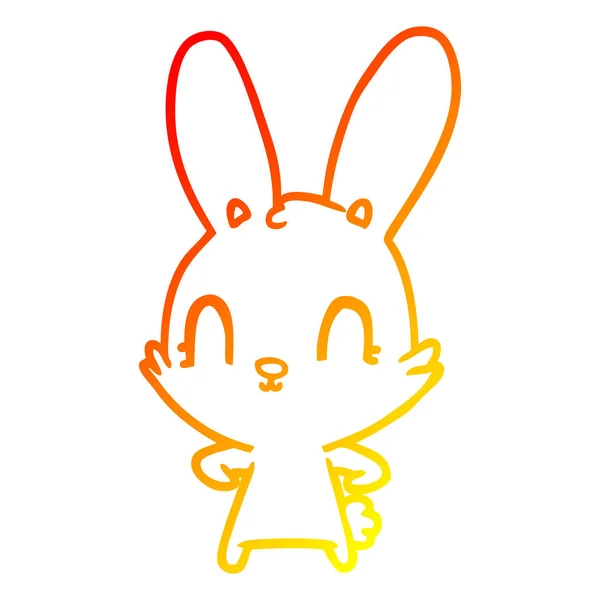 Тепла градієнтна лінія малювання милий мультяшний кролик — стоковий вектор