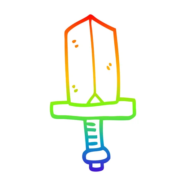 彩虹渐变线绘制卡通宝石剑 — 图库矢量图片