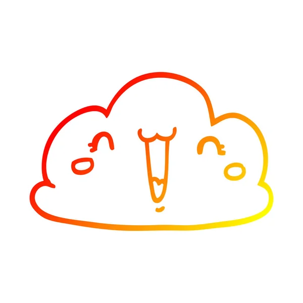 따뜻한 그라데이션 라인 그리기 만화 구름 — 스톡 벡터