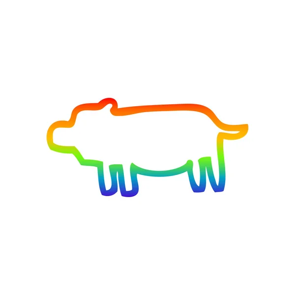 Regenbogen Gradienten Linie Zeichnung Cartoon Tier Symbol — Stockvektor