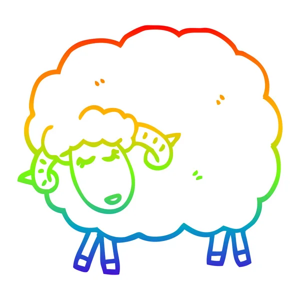 Linha gradiente arco-íris desenho dos desenhos animados ovelhas negras — Vetor de Stock