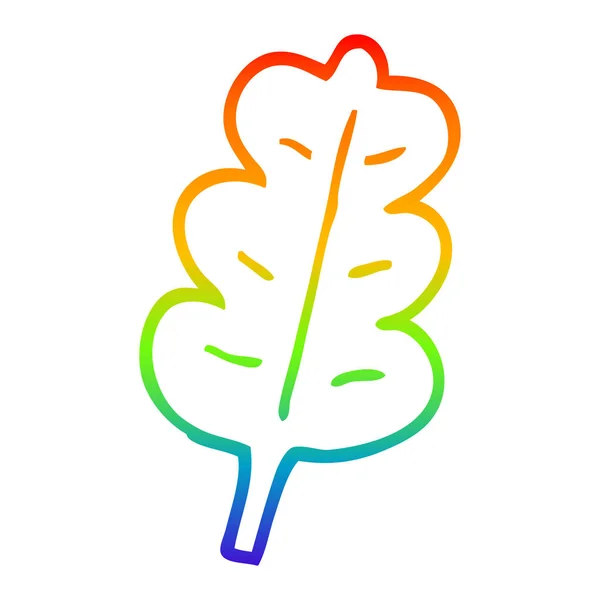 Rainbow gradient ligne dessin dessin dessin animé feuille de chêne — Image vectorielle