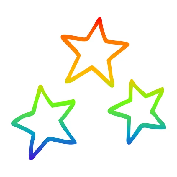 Радужная градиентная линия, рисующая мультяшные звезды — стоковый вектор
