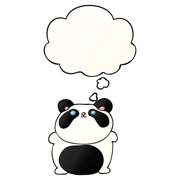 Cartoon panda and thought bubble in smooth gradient style — Stock Vector